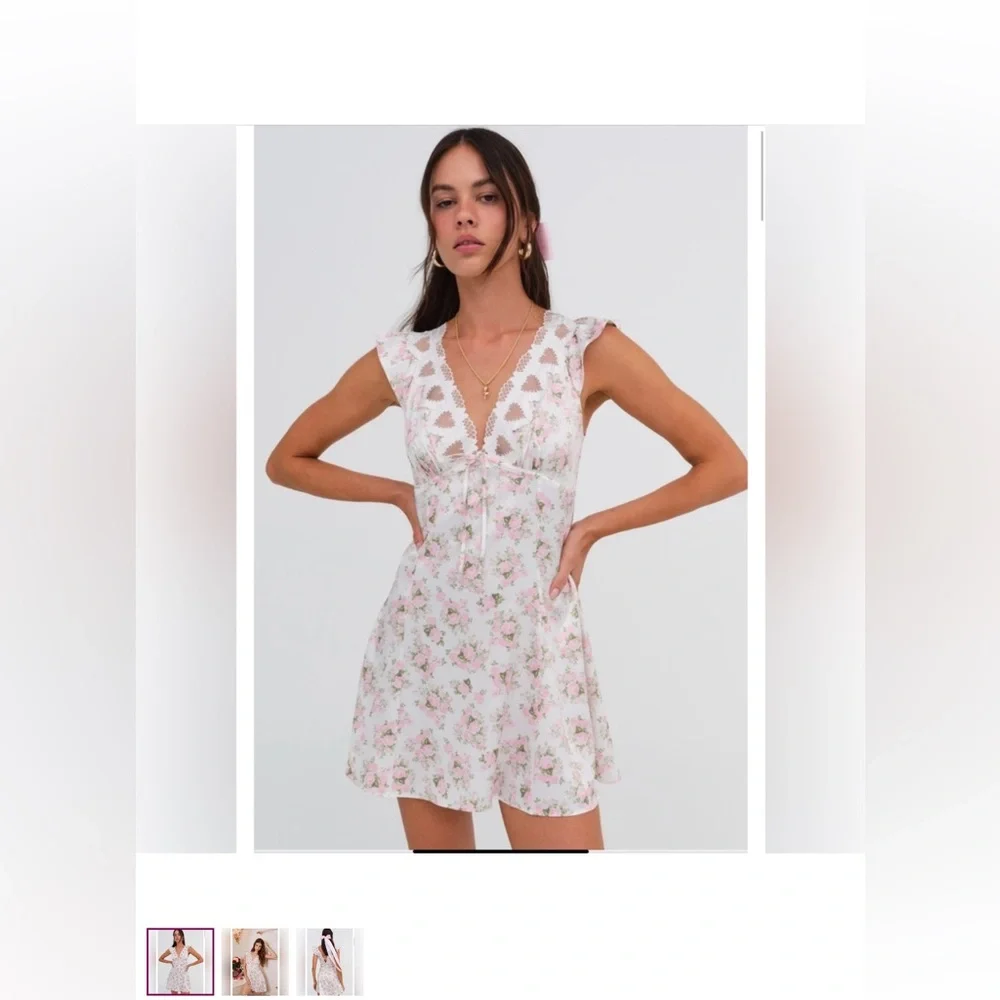 For Love And Lemons Pink Floral Mini Dress - Picture 2 of 4